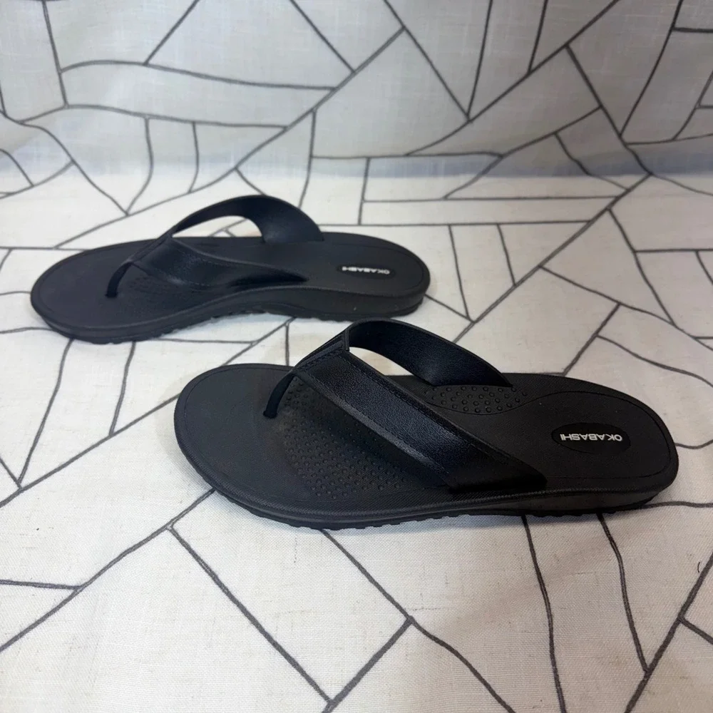 Okabashi Flip Flops LL 9.5-10.5 Black Mariner Thong Sandals Made in USA